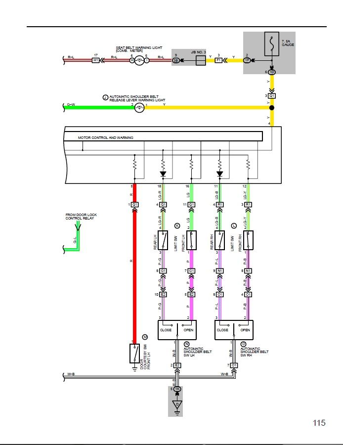 Troubleshooting the automatic seat belt control circuit Toyota Nation